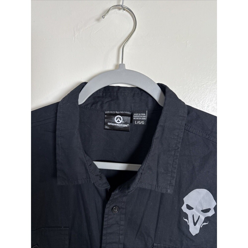 Overwatch Reaper Woven Button Up Pocketed Work Shirt Black Exclusive Size L - Picture 5 of 10